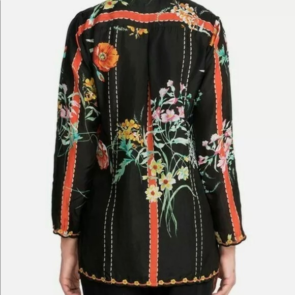 JOHNNY WAS EULIA SILK FLORAL TUNIC BLOUSE TOP - Picture 3 of 13